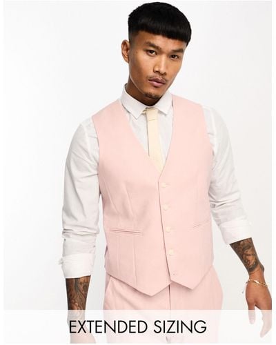 ASOS Super Skinny Linen Mix Waistcoat - Pink