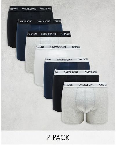 Only & Sons 7 Pack Trunks - Blue