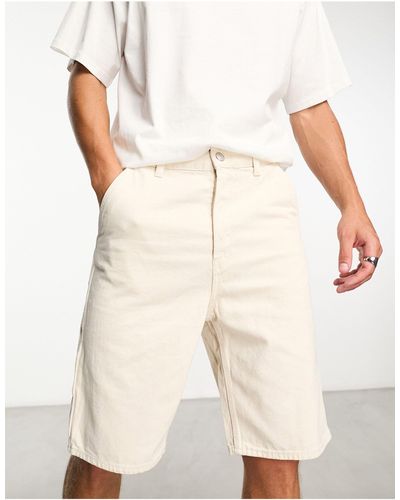 Only & Sons Pantalones cortos vaqueros color estilo carpintero - Blanco