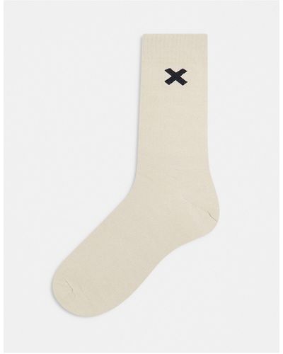 Collusion Unisex - chaussettes à logo - taupe - Blanc