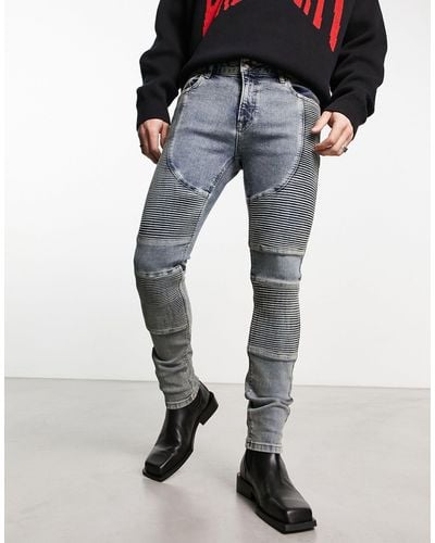 ASOS Skinny Jeans With Moto Detail - Black