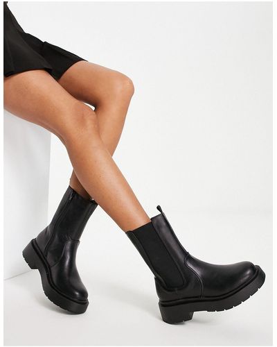 New Look Flat Chunky High Ankle Chelsea Boot - Black