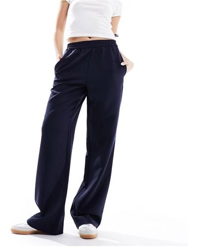 Pieces Wide Leg Pull On Trouser - Blue