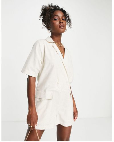 ASOS Oversized Double Breasted Romper - Naturel