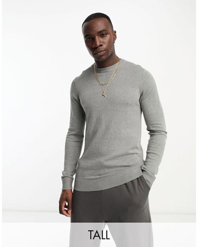 Threadbare Tall Cotton Crew Neck Sweater - Grey