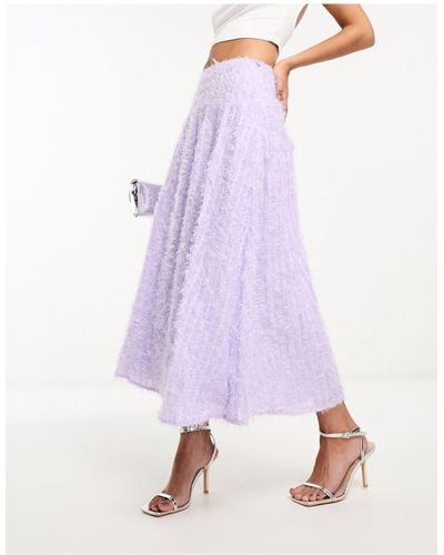 ASOS Fluffy Glitter Midi Skirt - Purple