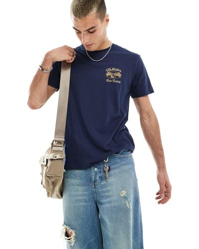 Hollister T-shirt coupe carrée avec imprimé au dos - foncé - Bleu