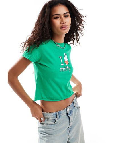 Daisy Street X Miffy Cropped Baby Tee - Green