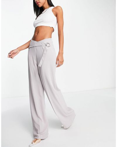 Public Desire Pantalon habillé avec détail croisé - clair - Blanc