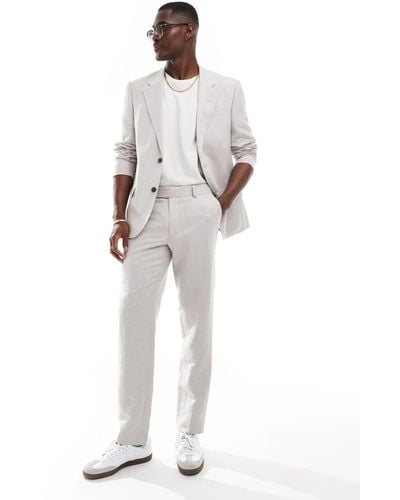 River Island Linen Suit Trouser - White