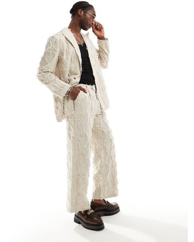 Reclaimed (vintage) Limited Edition Suit Trousers With Fraying - White