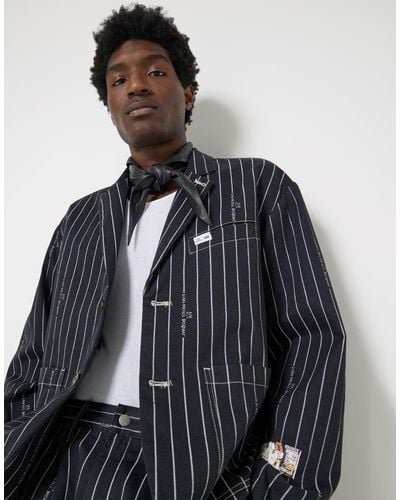 Lee Jeans Mens X Basquiat Striped Blazer - Black