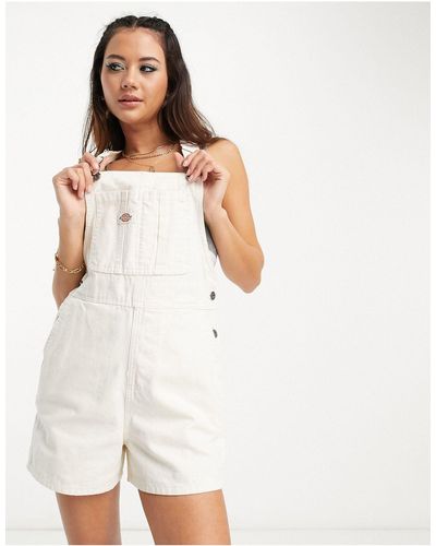 Dickies Duck Canvas Short Dungarees - White