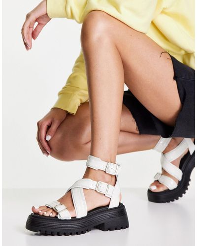 TOPSHOP Parker Leather Chunky Cross Over Sandal - Multicolour