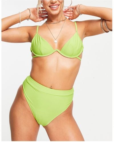 Missguided Mix & Match High Waist Bikini Bottom - Green