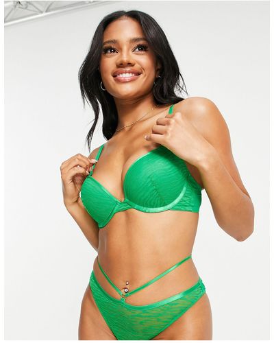 Ann Summers Purity Sheer Animal Mesh Strappy Brazilian Brief - Green