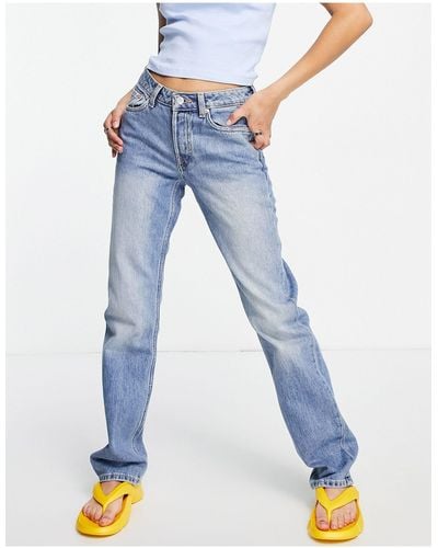 Weekday Pin - Jeans Met Rechte Pijpen En Halfhoge Taille - Blauw