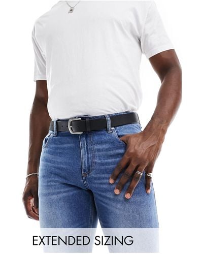 ASOS Leather Belt With Burnished Silver Buckle - White