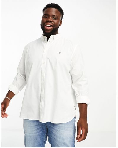 French Connection Plus - camicia oxford a maniche lunghe bianca - Bianco