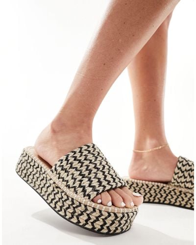 ASOS Jordyn - sandali flatform stile espadrilles neri e bianchi - Multicolore