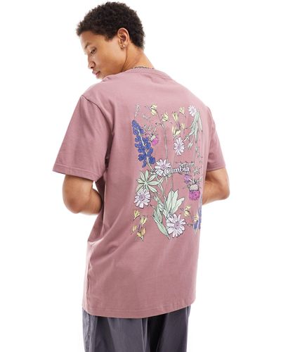 Columbia Navy Heights Floral Graphic Back Print T-shirt - Purple
