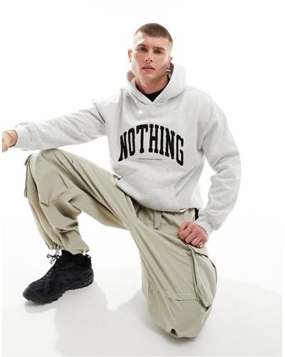Good For Nothing Applique Varsity Hoodie - White