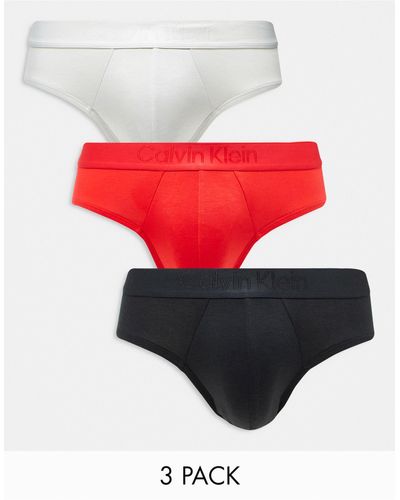 Calvin Klein Black - confezione da 3 slip neri, bianchi e rossi - Rosso
