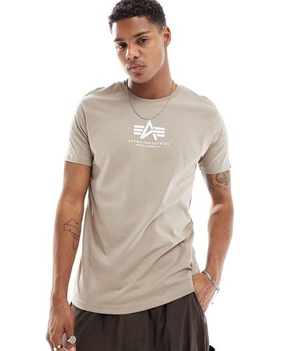 Alpha Industries Alpha - t-shirt color sabbia vintage con logo sul petto - Grigio