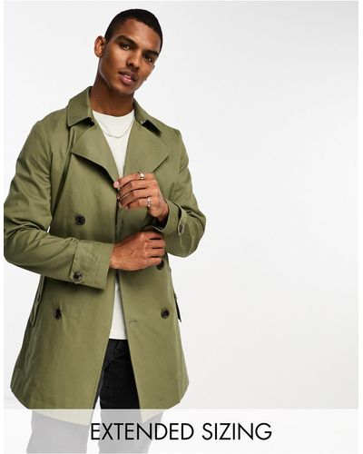 ASOS Shower Resistant Double Breasted Trench Coat - Green