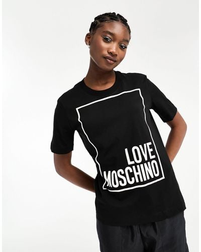 Love Moschino T-shirt à logo encadré - Noir