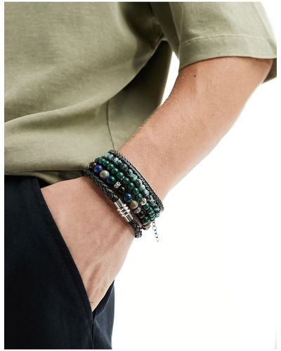 ASOS – 5er-set armbänder mit verschiedenen designs - Grün