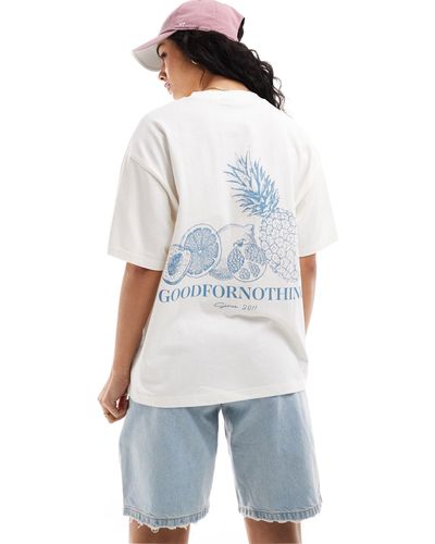 Good For Nothing Fruit Salad Graphic Back T-shirt - Blue