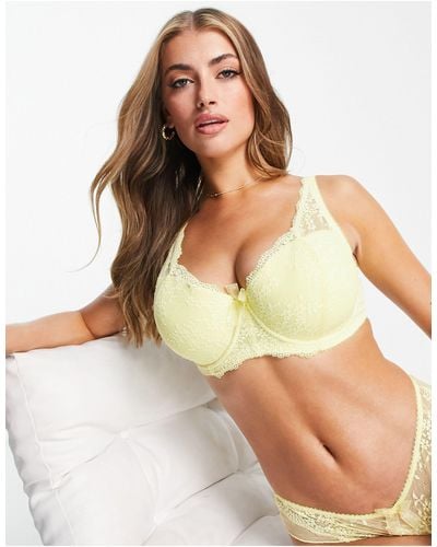 Pour Moi Fuller Bust Flora Mini Floral Lace High Apex Padded Bra - Yellow