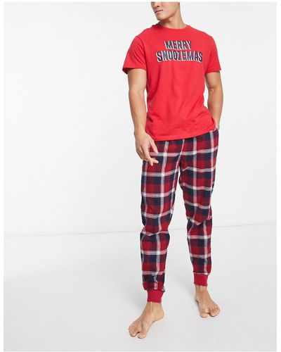 Threadbare Christmas Snoozemas Pyjama Set - Red