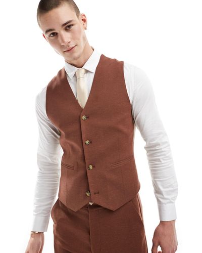 ASOS Wedding Skinny Suit Waistcoat - Brown