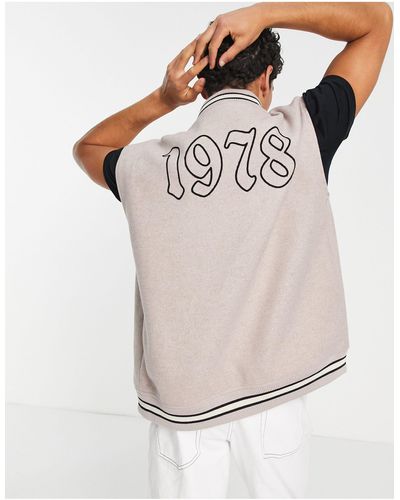 TOPMAN Sleeveless Varsity Jacket With Patches - Multicolour