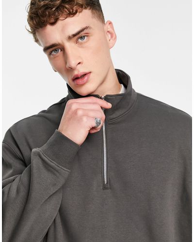 Weekday Oversized Halfzip Sweatshirt - Grey