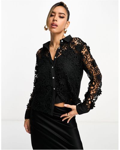 French Connection Lace Shirt - Black