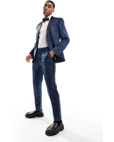 ASOS Slim Tuxedo Suit Trouser - Blue