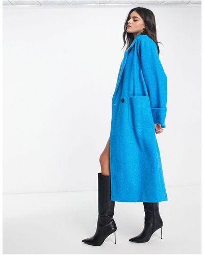 River Island Coat With Cuff Detail - Blue