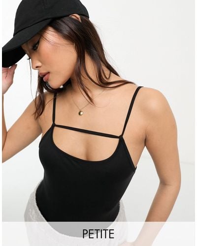 Threadbare Petite Super Stretch Cami Double Strap Bodysuit - Black