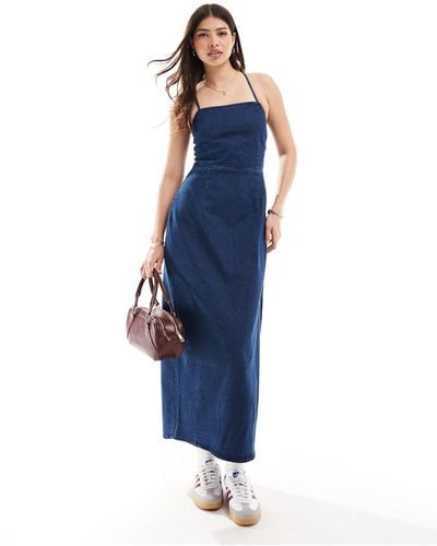 Vero Moda Midi Dress With Cross Back - Blue
