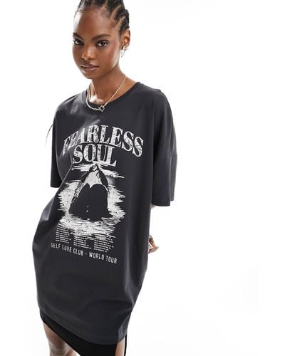ONLY Oversized Fearless Soul Graphic T-shirt - Blue