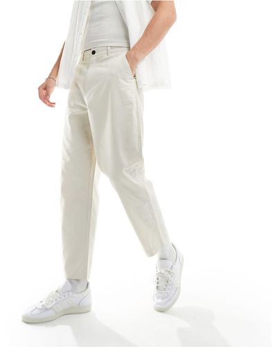 Farah Hawtin - pantalon décontracté coupe fuselée en sergé - Blanc