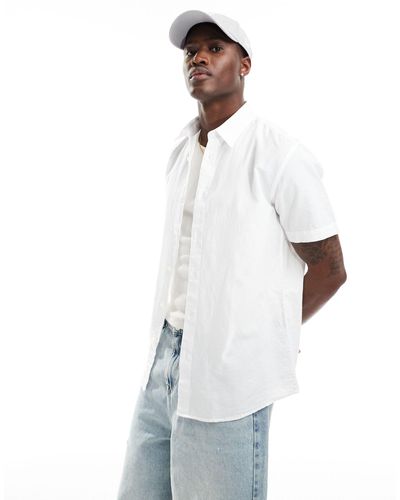 SELECTED Short Sleeve Linen Mix Shirt - White