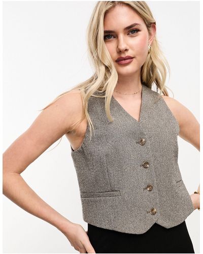 Vero Moda Herringbone Waistcoat Co-ord - Grey