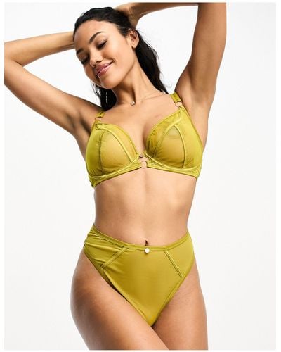 Scantilly By Curvy Kate Fuller Bust Exposed High Waist High Leg Thong - Yellow