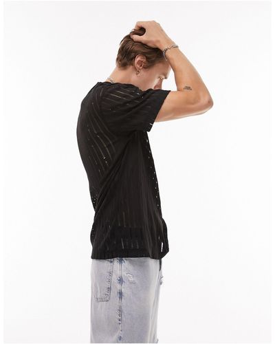 TOPMAN Oversized Fit T-shirt With Ladder - Black