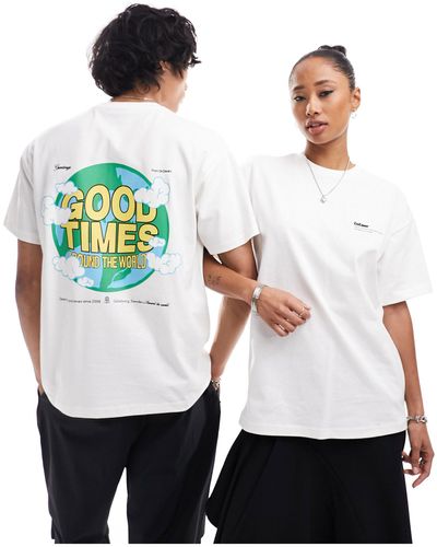 Dr. Denim Unisex Trooper Relaxed Fit T-shirt With Good Times World Graphic Back Print - White