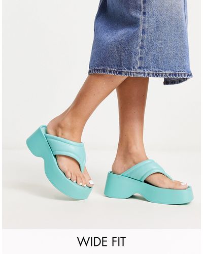 London Rebel London rebel wide fit - sandali flatform infradito - Blu